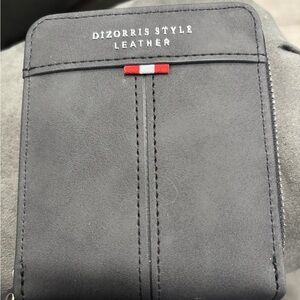 Black Leather Wallet with Red Accent